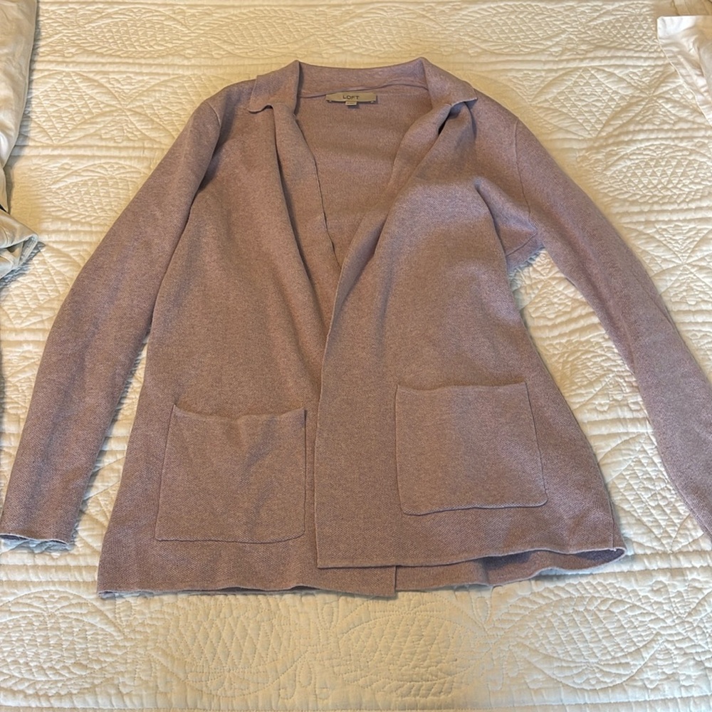 Loft, lavender sweater/cardigan blazer, size S